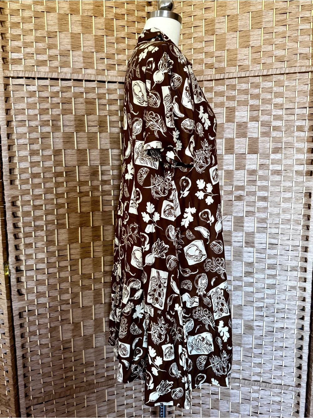 NWT Japna brown & cream print shirt dress M - Picture 6 of 12